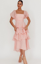 Blush Ruffle Midi Dress
