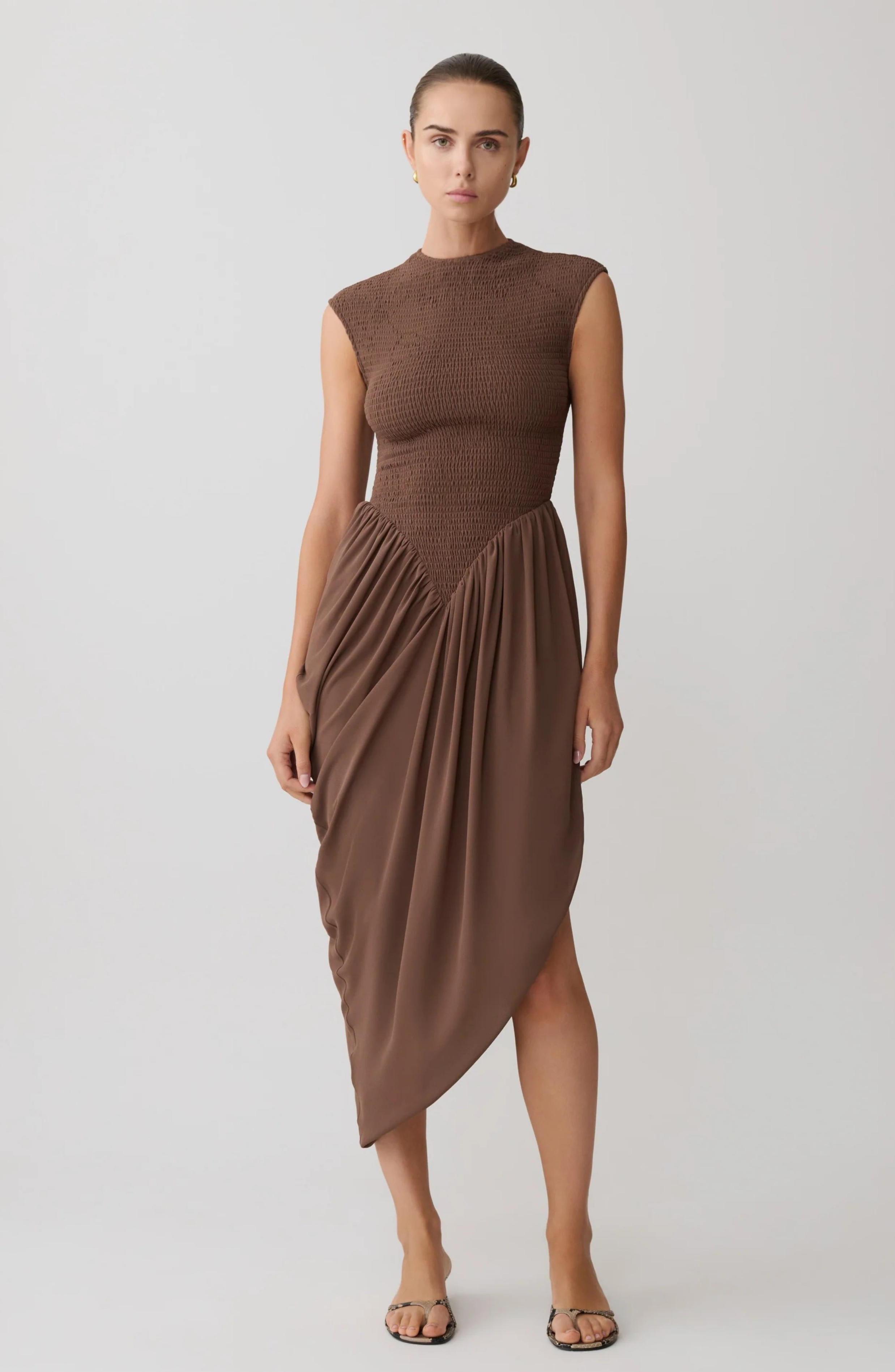 Cocoa Elegance Midi Dress