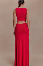 Red Bloom Maxi Dress