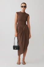 Cocoa Elegance Midi Dress