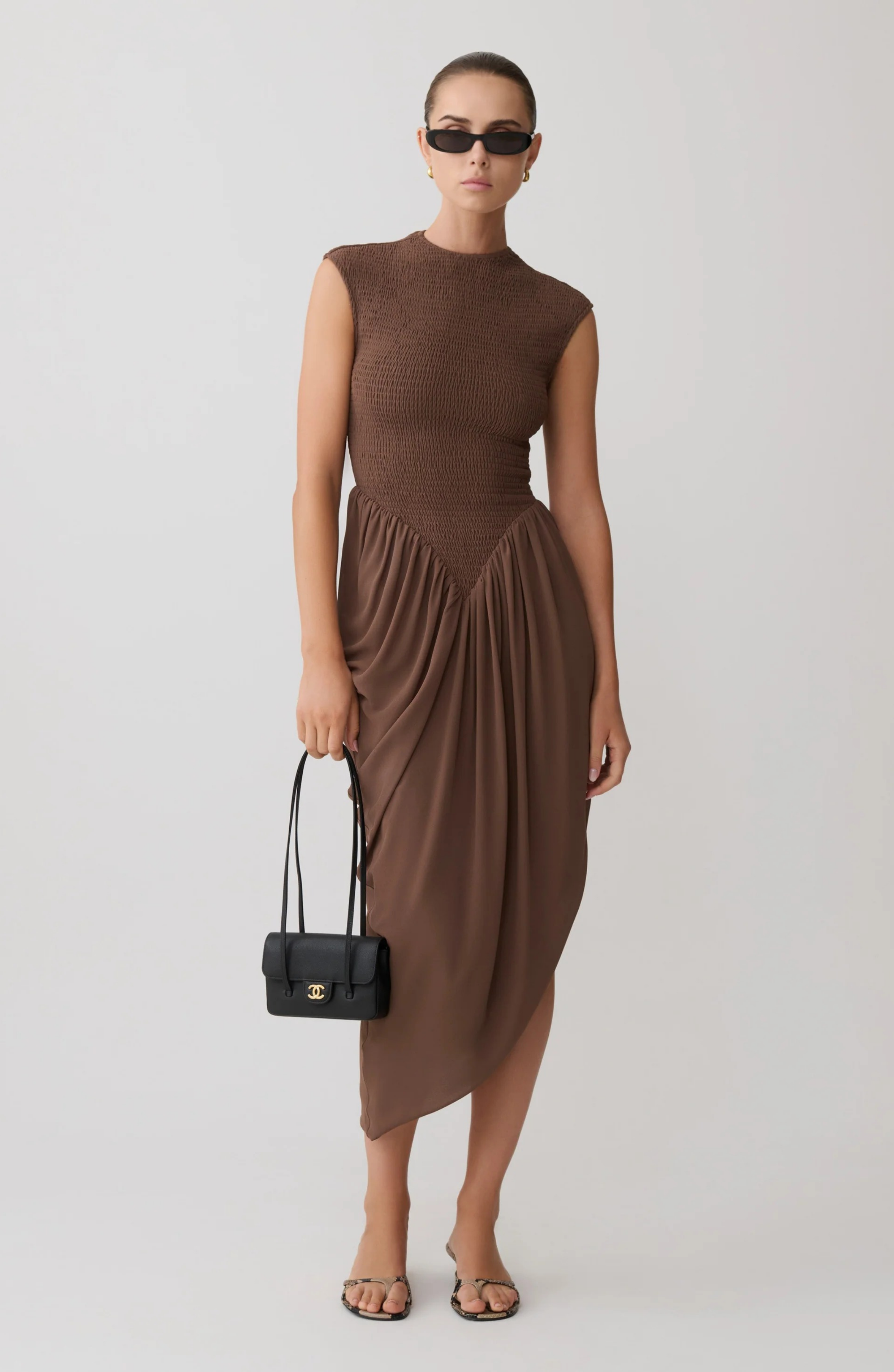 Cocoa Elegance Midi Dress